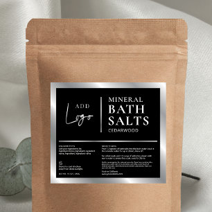 Logo noir et argent Étiquette de sels de bain étan