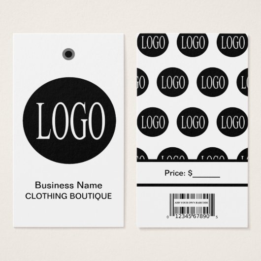 Logo noir et blanc avec étiquettes de prix à code- (Devant & derrière)