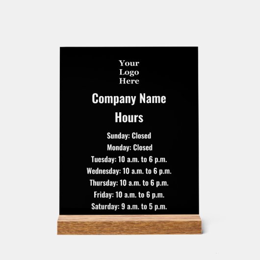 Logo noir et blanc d'affaires Heures d'ouverture (Recto)