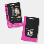 Logo noir et rose minime - Photo Badge QR (Avant & arrière)