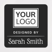 Logo noir et texte avec séparateur étiquettes (Design 2)