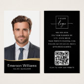 Logo noir fausse onde dorée Logo photo code QR (Devant & derrière)