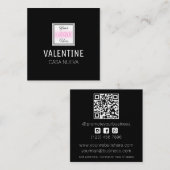 Logo noir simple Carte de visite Carré minimal (Devant / Derrière)