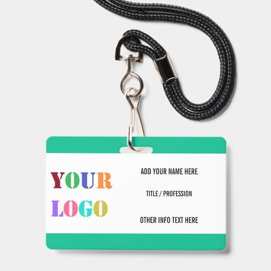 Logo of Foto Info Naam Zakelijk Badge Voorbeeld (Voorzijde met lanyard)
