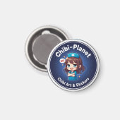 Logo officiel de Chibi-Planet : aimant infirmière  (Recto/Verso)