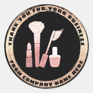 Logo Online Makeup Cosmetics Bedankt Back Gold Ronde Sticker