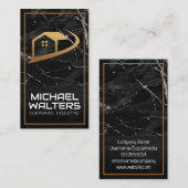 Logo onroerend goed | Marmer leer Visitekaartje (Voorkant / Achterkant)