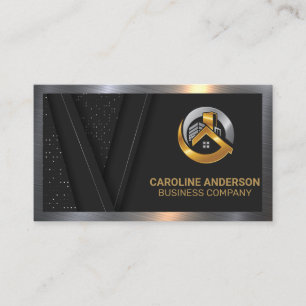 Logo onroerend goed Zwart luxe goud Metaal Visitekaartje