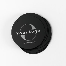 Logo op Black + White Text Company Business Ronde Kartonnen Onderzetter