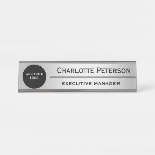 Logo op maat luxe zilveren metalen executive bureau naambordje