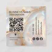 Logo Opal steen monogram Qr Code Vierkante Visitekaartje (Achterkant)