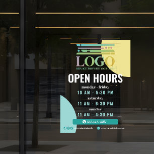 Logo Open Uur Gele Turkoois Cirkels Raamsticker