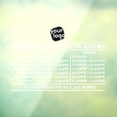 Logo opening lunch diner uren restaurant raamsticker (Vel 3)