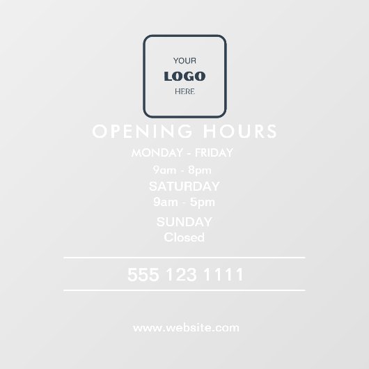 Logo Openingsuren Moderne Bedrijfs Ruitsticker Raamsticker (Vel)