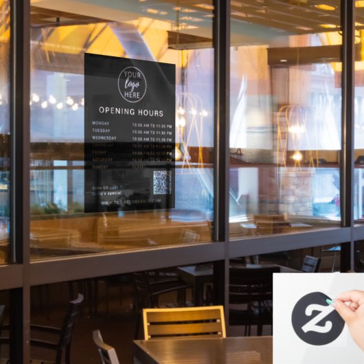 Logo Openingsuren Simple Custom Business Raamsticker (Restaurant Raam)