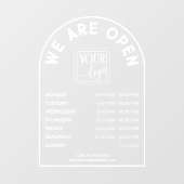 Logo openingsuren witte boogvormige lijst raamsticker (Vel)