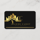 logo or et noir carte de visite immobilier (Devant)