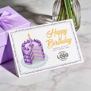 Logo Paars Grijs Vintage Cake Zakelijk Verjaardags Kaart