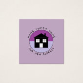 Logo Paarse woning, adreswijziging Vierkante Visitekaartjes (Voorkant)