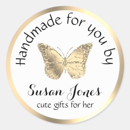 logo papillon d'entreprise autocollant rond classi (Devant)