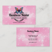 Logo Papillon personnalisable cartes de visite ros (Devant / Derrière)