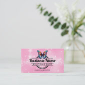 Logo Papillon personnalisable cartes de visite ros (Debout devant)