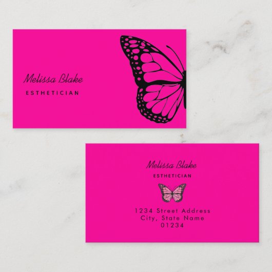 logo papillon rose néon carte de visite (Devant / Derrière)