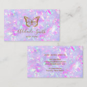 logo papillon sur carte de visite de texture opale (Devant / Derrière)