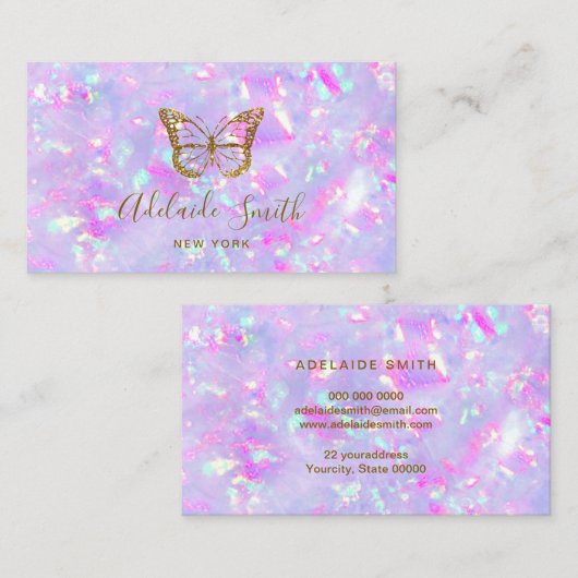 logo papillon sur carte de visite de texture opale (Devant / Derrière)
