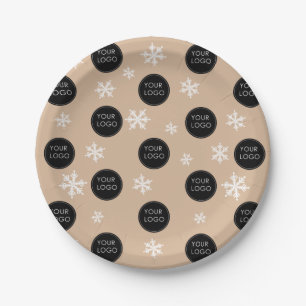 Logo Patroon Bedrijf Zakelijk Kerstmis Sneeuwvlokk Papieren Bordje