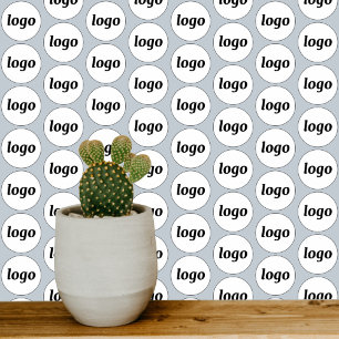 Logo Patroon Business Powder Blauw Behang