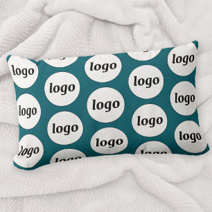 Logo Pattern Zakelijke Promotie Blauwgroen Groen Kussen