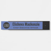 Logo personnalisé Bleu Porte Nom Plaque Signal (Devant)