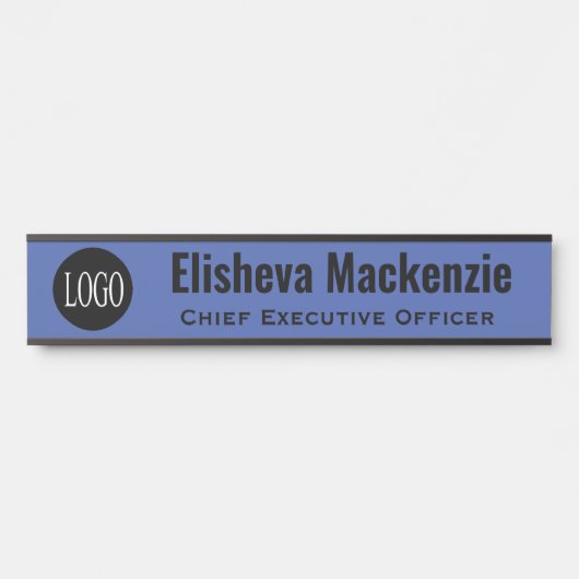 Logo personnalisé Bleu Porte Nom Plaque Signal (Devant)