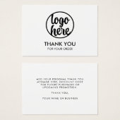 Logo personnalisé Carte de remerciements d'entrepr (Devant & derrière)