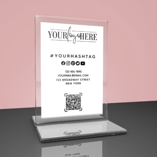 Logo personnalisé | Carte de table blanche d'affai