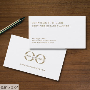 Logo personnalisé Carte de visite blanc et or