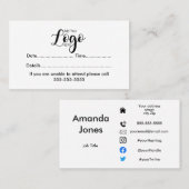 Logo personnalisé carte de visite Carte de rendez- (Devant / Derrière)