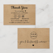 Logo personnalisé Kraft papier merci carte de visi (Devant / Derrière)