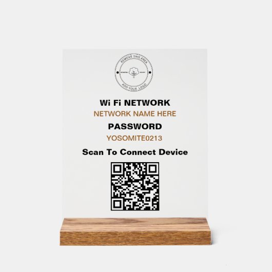 Logo personnalisé minimum QR Code Détails Wifi (Recto)