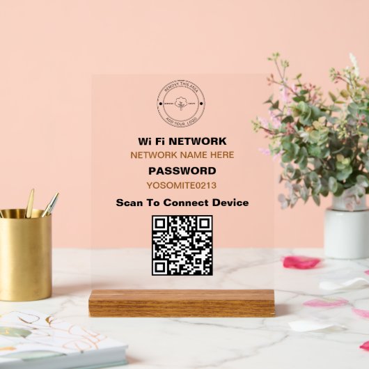 Logo personnalisé minimum QR Code Détails Wifi (Mariage)