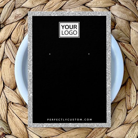 Logo personnalisé parties scintillant argent carte