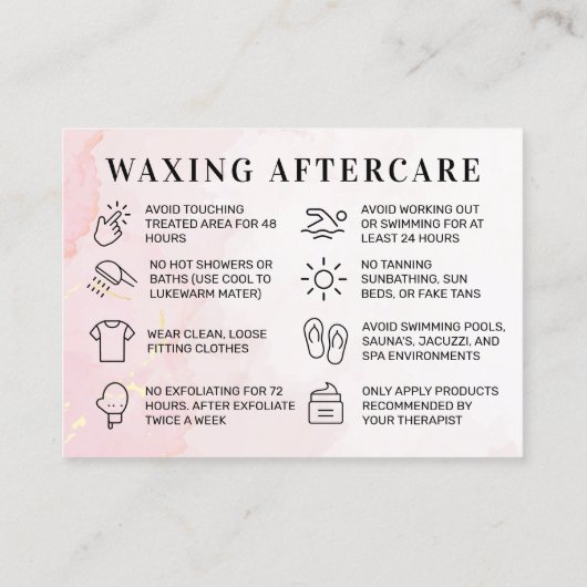 Logo Personnalisé Pink Gold Waxing Carte de post-s (Dos)