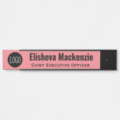Logo Personnalisé Pink Porte Nom Plaque Panneau (Devant)
