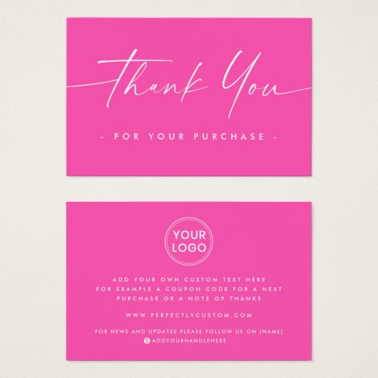 Logo personnalisé script manuscrit merci insérer (Devant & derrière)