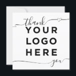 Logo personnalisé texte élégant carré Merci Cartes<br><div class="desc">Logo personnalisé et texte élégant calligraphie cardiaque moderne carré Merci cartes. N'importe quelle couleur,  n'importe quelle police,  un look moderne et minimal.</div>