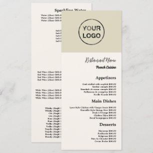 Logo personnel, Menu mince pour restaurant