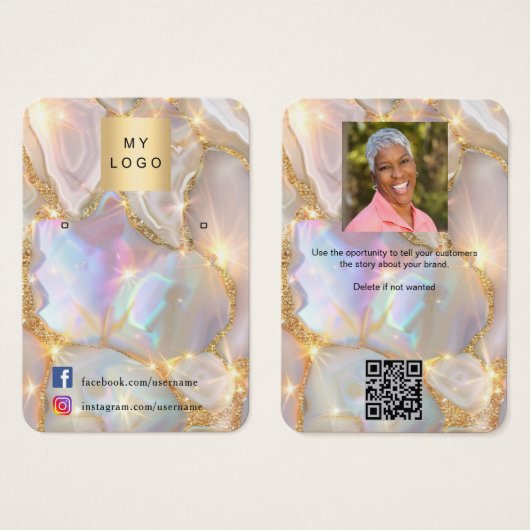 Logo photo agate opal or boucles d'oreille bijoux (Devant & derrière)