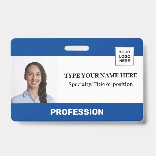 Logo Photo Code Nom | Badge Employé Personnalisé (Avant)