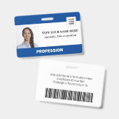 Logo Photo Code Nom | Badge Employé Personnalisé (Avant & arrière)